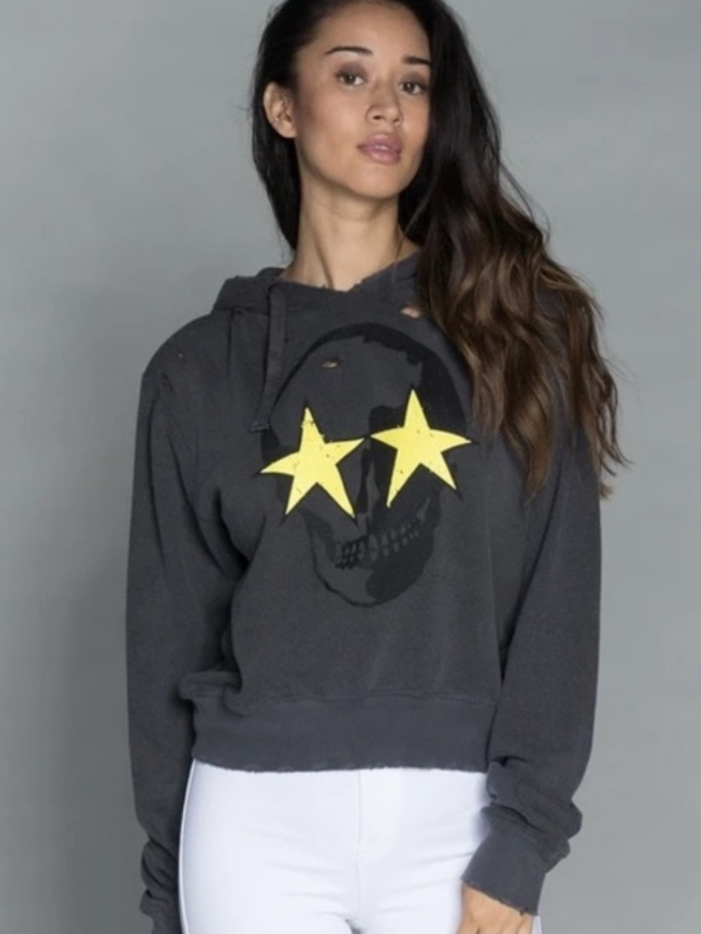 CHRLDR Gray Star-Eye Skull Hoodie Sweatshirt - Women's! S